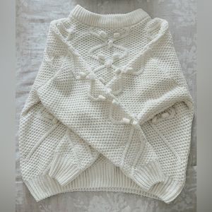 White Zara Sweater, cute, cozy, and crochet a staple for any holiday event 🤍